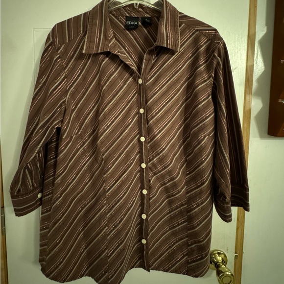 Erika Woman Sz 1X Brown Button Front Skirt VGUC ๐๐ - Picture 1 of 10